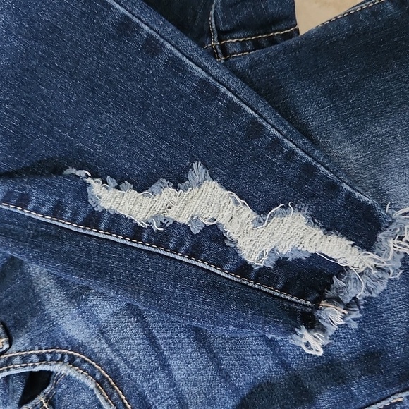 Kancan | EUC Mid-Rise Ankle Skinny Jeans Stretchy Raw Hem Distressed Size 25 - Picture 5 of 6